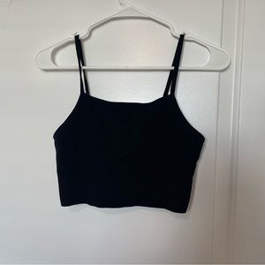 Fabletics Black Ribbed Sports Bra Size Large